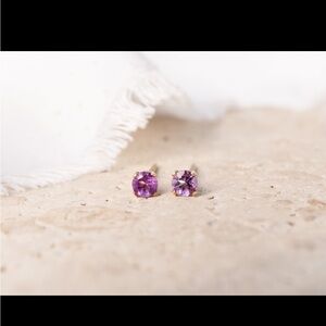 Tiny Amethyst Studs 3mm Goldfilled